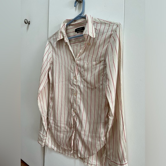 Isabel Marant Cream and Red Striped Button Down Shirt - Picture 8 of 13